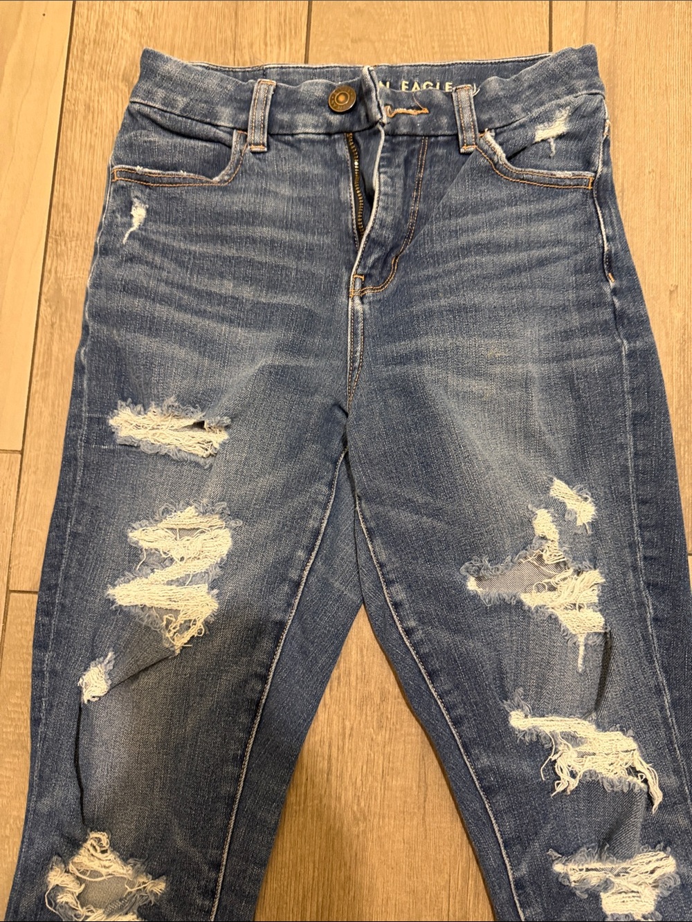 American Eagle Outfitters Womens Ripped Blue Skinny Jeans - Picture 8 of 11